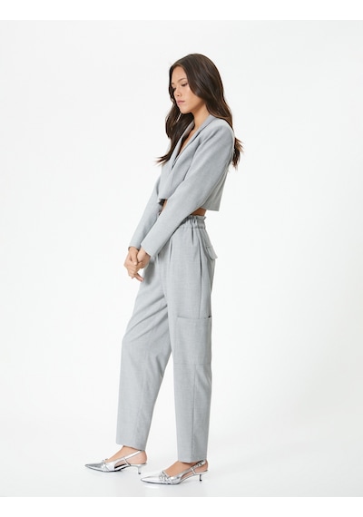 Koton Yüksek Bel Jogger Pantolon Kargo Cepli Gri Melanj 4sak40134uw Gri Melanj