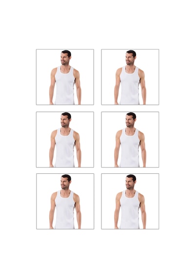 Özkan Underwear Özkan 0058 6'lı Paket Erkek %100 Pamuklu Ribana Esnek Rahat Sırtı Çapraz Sporcu Rambo Kalın Askılı Atlet Beyaz