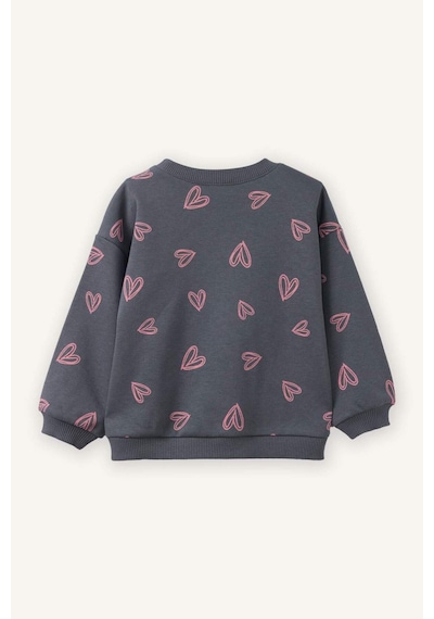 Defacto Oversize Geniş Kalıp Bisiklet Yaka Desenli Sweatshirt Kız Bebek G7502a526spar58 Antrasit-ar58