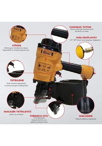 Cn70 Havalı Rulo Çivi Çakma Tabancası, Pnömatik Çivileme Makinesi, 45-70 Mm, Palet Ve Sandık Uygulamaları