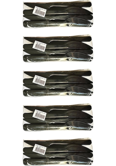 Siyah Plastik Bıçak - Parti Davet Piknik Yemek Bıçağı - 18 Cm. - 100'lü 5 Paket Siyah
