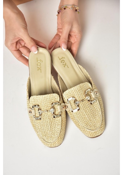 Fox Shoes U250009117 Bej Hasır Kadın Terlik Bej-hasır Bej