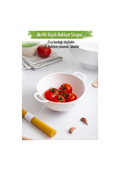 Akrilik Beyaz Mini Pirinç Süzgeçi & Bakliyat Süzgeçi 3 Su Bardak