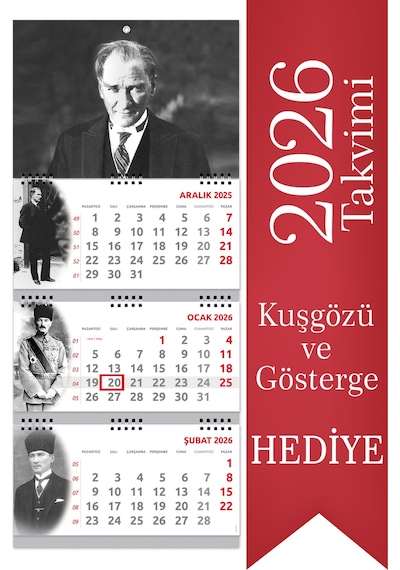 2026 Atatürk Gemici Takvimi Denizci Duvar Takvimi 33 x 77.5 CM