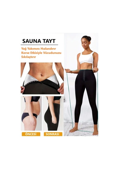 Mistirik Sauna-tayt Model Terleten Yüksek Bel Spor Termal Tayt Siyah