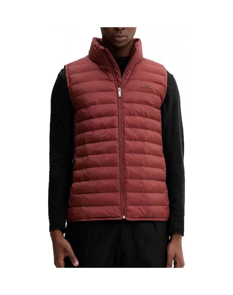 Calvin Klein Erkek Kolsuz Hafif Naylon Şişme Kırmızı Yelek Lv04lc509g-vfk Kahverengi