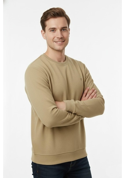 Dynamo Erkek Büyük Beden Sıfır Yaka Selanik Sweatshirt Bgl-st04927 Bej