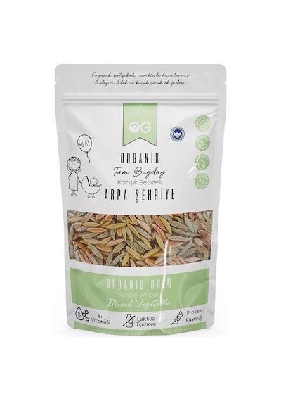 OG natural Organik Karışık Sebzeli Tam Buğday Arpa Şehriye 250 Gr +7 Ay