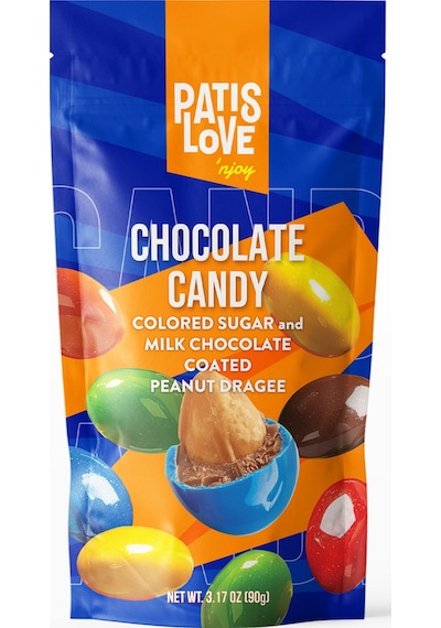 Patislove Renkli Şeker Kaplı Sütlü Çikolatalı Bütün Yer Fıstığı Draje, 90g
