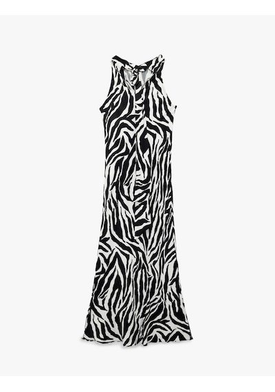Koton Zebra Desenli Halter Yaka Maxi Elbise Siyah Desenli 6sak80199uw Siyah