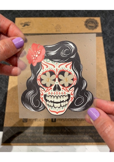 Bay Etiket Skl5 Cicek Gozlu Sugar Skull Kurukafa Sticker