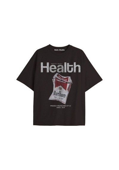 Kalic Studio Marlroro Health Oversize Unisex T-shirt Siyah
