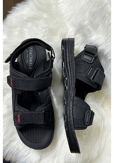 Günlük Unisex Kalın Anatomik Taban Cırtlı Ayarlanabilir Plaj Havuz Deniz Sandalet 037-337-183 Siyah Gençpoli
