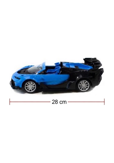 Bugatti Tasarımlı 1:14 Ölçekli Şarj Edilebilir 27 Mhz Uzaktan Kumandalı 28 Cm Spor Araba Mavi