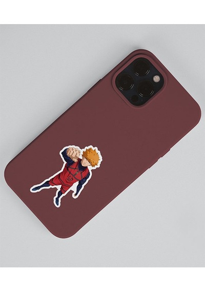Rensuke Kunigami 2 Li Parlak Kağıt Sticker Seti Telefon Süsleme Etiketleri Futbol Anime Bluelock Turuncu