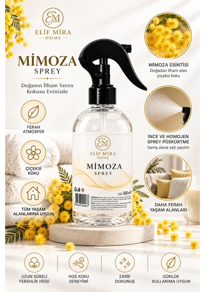 Oda Kokusu Sprey Mimoza Kalıcı Oda Parfümü 500 Ml