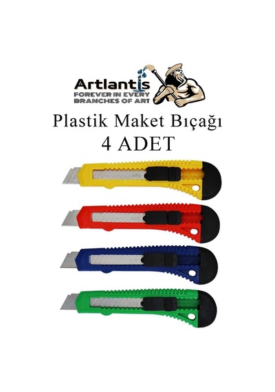 Maket Bıçağı Plastik Büyük Boy 4 Adet 18 Mm Plastik Falçata Bıçağı Büyük Boy