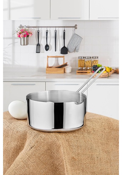 14 Cm Orta Boy Lüx Paslanmaz Çelik Sütlük & Sosluk & Kaçerola Sarı