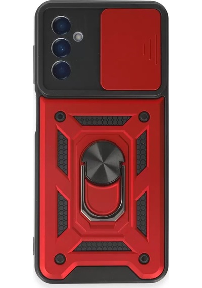 Newface Samsung Galaxy M14 5g Kılıf Pars Lens Yüzüklü Silikon - Kırmızı