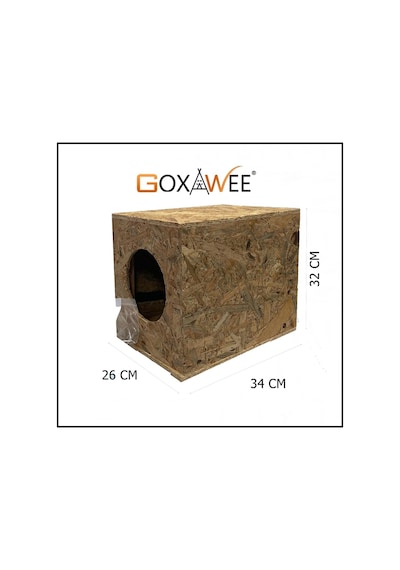 Goxawee Kedi Evi Dış Ortam Uygun Ahşap Kedi Evi Osb 34x32x26 Cm