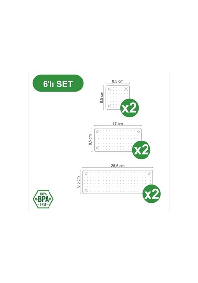 Ayrex Modüler Organizer Set Çekmece İçi Dolap İçi Düzenleyici Organizer Kristal 6'li Set Genel