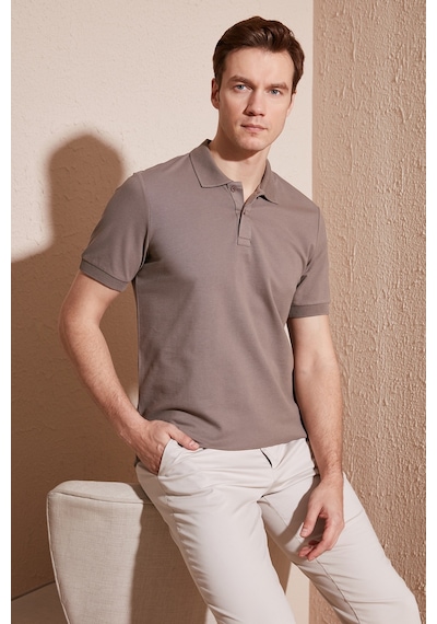 Buratti Pamuklu Regular Fit Düğmeli Erkek Polo Yaka T Shirt 5902739 Vizon