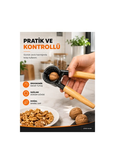 Döküm Ceviz Kıracağı Bambu Saplı Ergonomik Yaylı Manuel Ceviz Ve Fındık Kıracağı