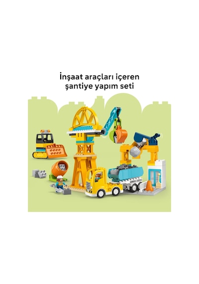 LEGO® DUPLO® Kasabası 3'ü 1 Arada İnşaat Sahası ve Araçları 10476 -3 Yaş ve Üzeri Çocuklar için Figür İçeren Yapım Seti (84 Parça)