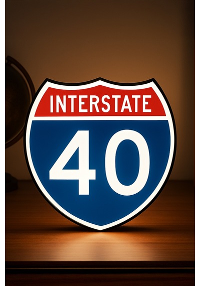 Interstate I-40 Tasarımlı Gece Lambası Dekoratif Aydınlatma Çok Renkli