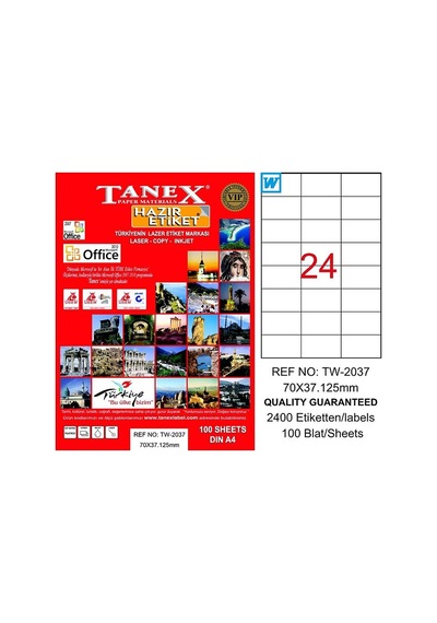Tanex 2037 Laser Etiket 70x37mm 24x100 2400 Adet Diğer