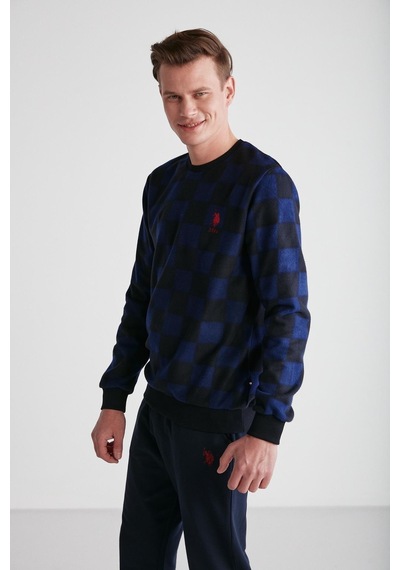 U.S. Polo Assn. U.s Polo Assn 18713 Erkek Bordo Yuvarlak Yaka Pijama Takımı Lacıvert