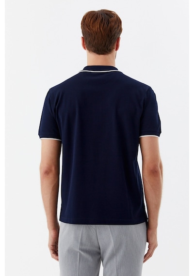 Sabri Özel Lacivert Regular Fit %100 Pamuk Fermuarlı Polo Yaka T-shirt