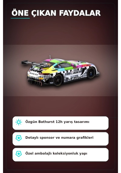 1/64 Diecast Mercedes-amg Gt3 Yarış Arabası - 2025 Bathurst 12h Gruppem Racing 3 Pilot Bx-313343