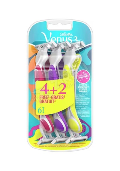5 Adet Gillette Venüs 3 Bıçaklı Renkli Tıraş Bıçağı 4+2 Adet