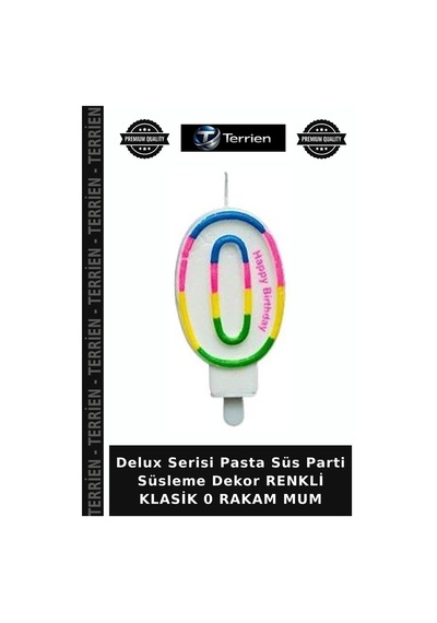 Delux Serisi Pasta Süs Parti Süsleme Dekor Renkli Klasik 0 Rakam Mum Çok Renkli
