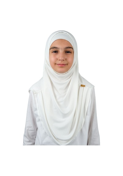 Pratik Hazır Geçmeli Boneli Çocuk Şal Beyaz Beyaz