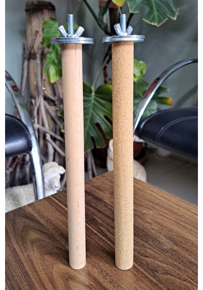 Vixpet Doğal Ahşap Papağan Tünek & Pedikür Kumlu Tünek – Ayak Bakımı ve Tüneme İçin | 25 cm - 18 mm