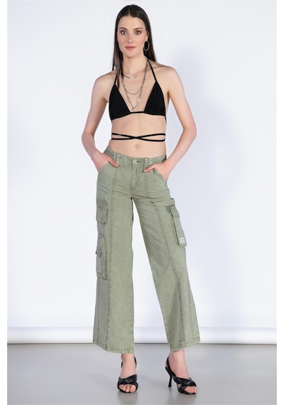 Bpf Normal Bel Wide Leg Kargo Pantolon-haki Haki