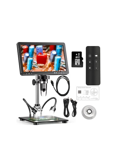 Dijital Mikroskop Tamirci Mikroskobu 10.1" Ips Lcd Hd Ekran Hdmı Ve Usb Bağlantısı 2000x Büyütme 20mp Şarjlı Tam Set
