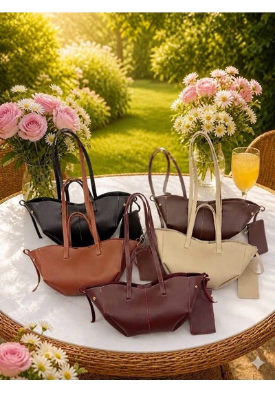 Housebags Valentina Kadın Fermuarlı + Cüzdan Charm El Ve Omuz Çantası Taba