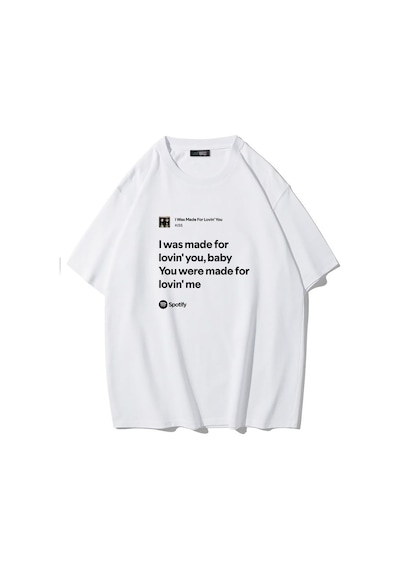 Brz Collectıon Brz Collection Unisex Oversize Kiss - I Was Made For Lovin' You T-shirt Beyaz