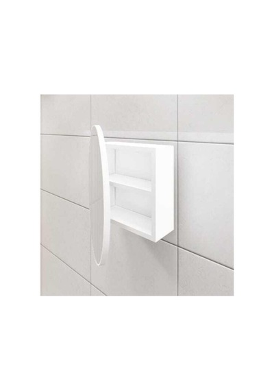 Oval Aynalı Lavabo Üstü Banyo Dolabı - Beyaz Çok Renkli Oval Aynalı Lavabo Üstü Banyo Dolabı - Beyaz Çok Renkli
