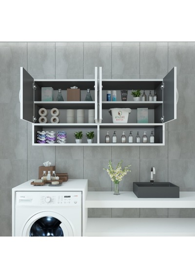Kenzlife hazır mutfak vesper gri 060*120*32 mutfak banyo dolabı kapaklı raflı