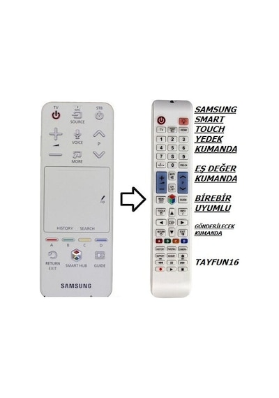 Samsung Uyumlu Akıllı Kumanda Aa59-00775A - Aa59-00774A-Yedek Kumanda