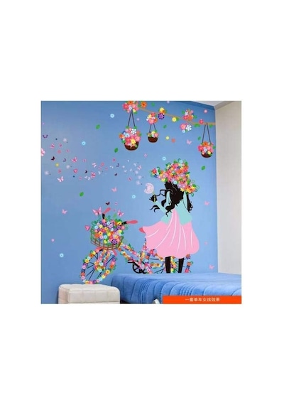 Home Accessories Çocuk Ve Bebek Odası + Ev Dekor Bisikletli Kız Sihirli 3d Kelebekler Duvar Sticker Diğer