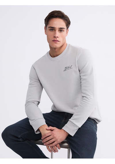 Lcwaıkıkı Classic Gri Bisiklet Yaka Baskılı Erkek Sweatshirt