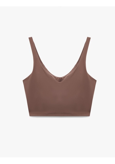 Koton Kolsuz V Yaka Kaplı Slim Fit Sporcu Sütyeni Mürdüm 7wak30018nk Mor