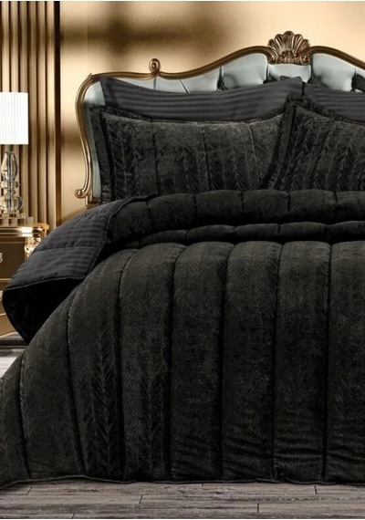 Home Kadife Confort 6 Parça Çift Kişilik 230 X 240 Uyku Seti Antrasit