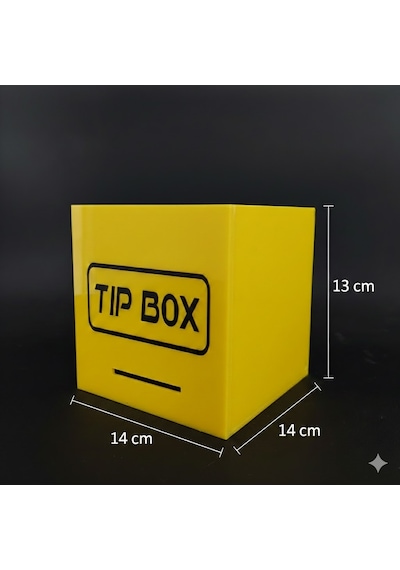Kilitli Pleksi Masa Üstü Tip Box Bahşiş Kutusu Sarı 14x14xh13 Cm 1