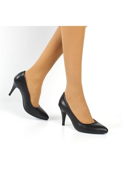 Kadın Siyah İnce Topuklu Deri Stiletto